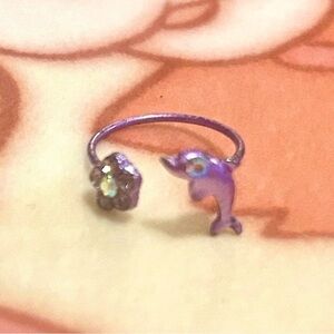 Dolphin Flower Purple Adjustable Kids Ring